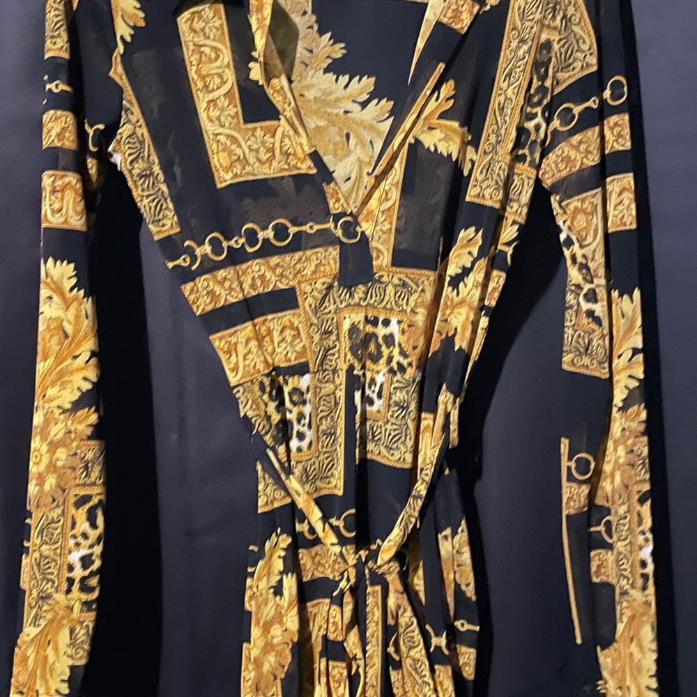 Fashion Nova Black and Gold Jumpsuit